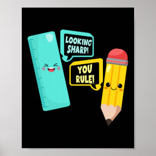 Poster Cute Kawaii Fournitures Scolaires Pun Bienvenue À 