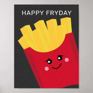 Poster Cute Kawaii French Fries - Joyeux Vendredi