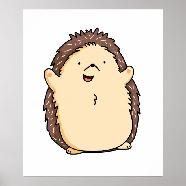 Poster Cute Kawaii Hedgehog (Devant)