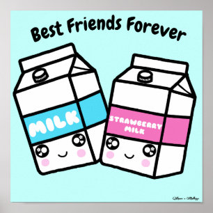 Poster Cute Kawaii Lait Lait Lait Meilleur Amis Pour Touj