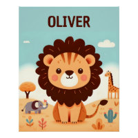 Cute Kawaii Lion avec des amis Safari
