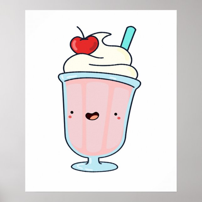 Poster Cute Kawaii Milkshake (Devant)