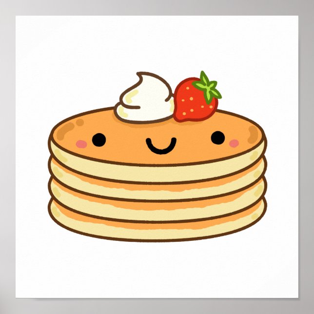 Poster Cute Kawaii Pancakes (Devant)