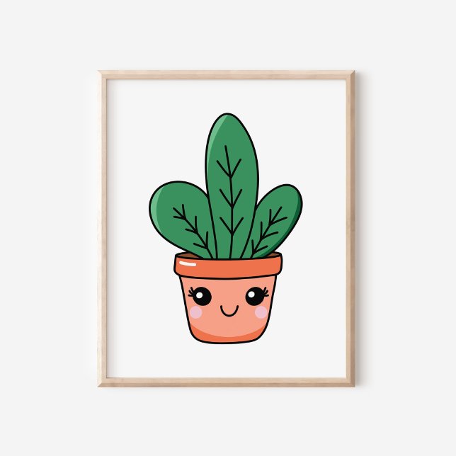 Poster Cute Kawaii Pot Snake Art Plante (Créateur téléchargé)