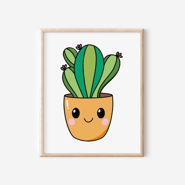 Poster Cute Kawaii Poted Cactus Plante Art (Créateur téléchargé)