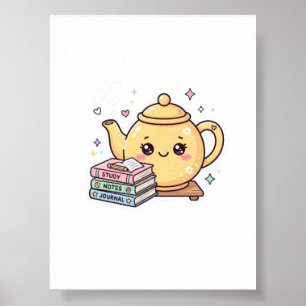 Poster Cute Kawaii Théière Carnet de Notes Autocollant