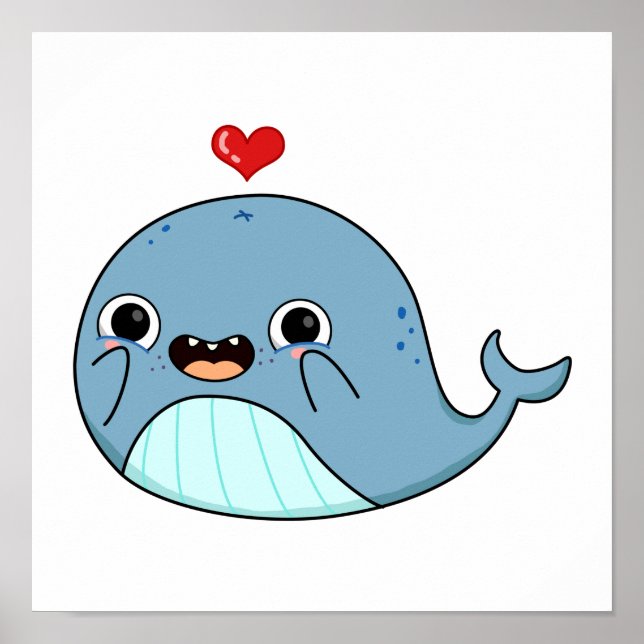 Poster Cute Kawaii Whale (Devant)