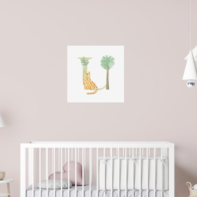 Poster Cute Kids Animal CHEETAH Monogram U Nursery (Pépinière 2)