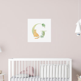 Poster Cute Kids Animal LEOPARD Monogram G Nursery