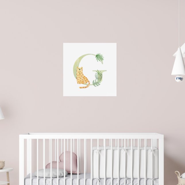 Poster Cute Kids Animal LEOPARD Monogram G Nursery (Pépinière 2)