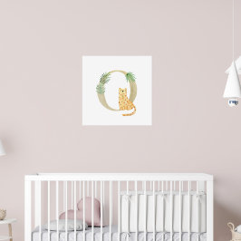 Poster Cute Kids Animal LEOPARD Monogramme O Nursery