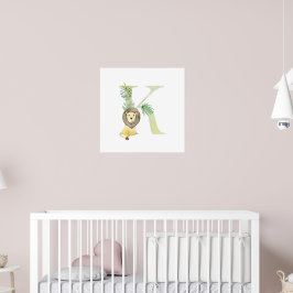 Poster Cute Kids Animal LION Monogram K Nursery