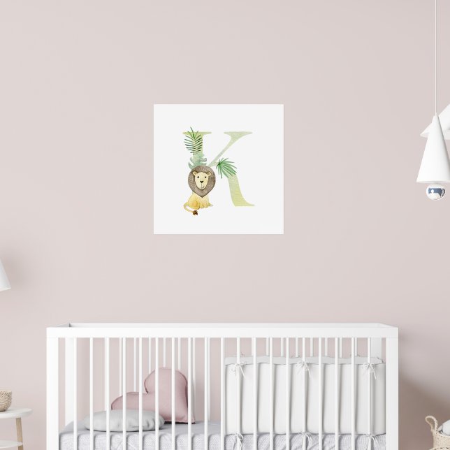 Poster Cute Kids Animal LION Monogram K Nursery (Pépinière 2)