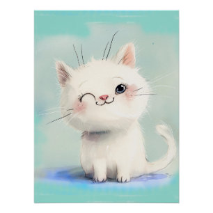 Poster Cute Kitten blanc
