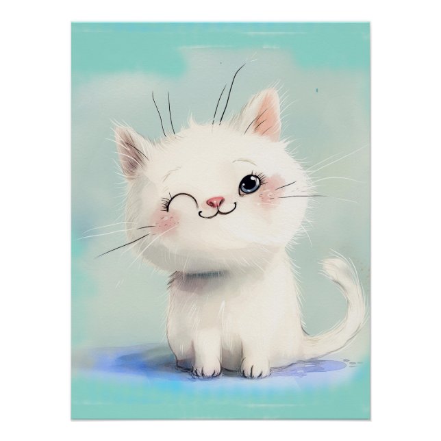 Poster Cute Kitten blanc (Devant)