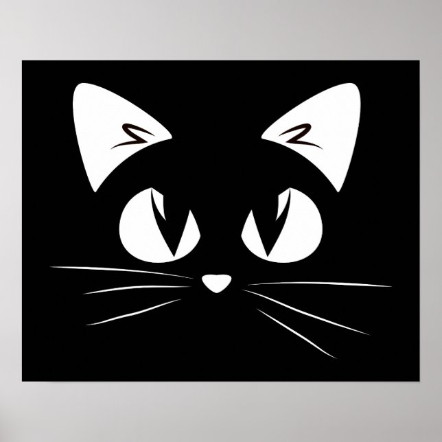 Poster Cute Kitten Noir Blanc Funny Kitty Chat (Devant)