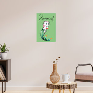 Poster Cute Kitten Purrmaid - Fun Mermaid Design de chat