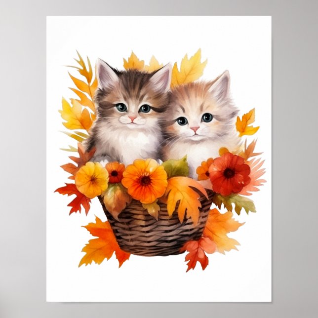 Poster Cute Kittens chats personnalisés en panier (Devant)