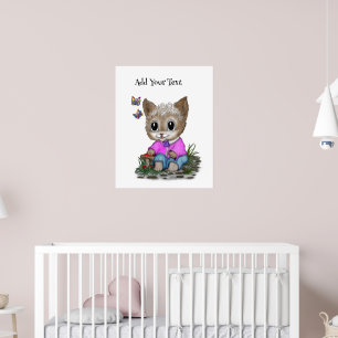 Poster Cute Kitty Chat et Papillon