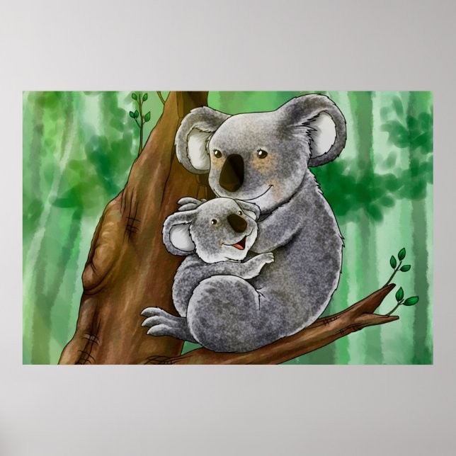Poster Cute Koala et Baby (Devant)