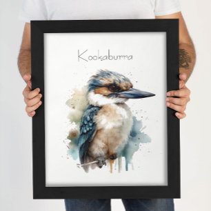 Poster Cute Kookaburra sur une branche, personnalisé
