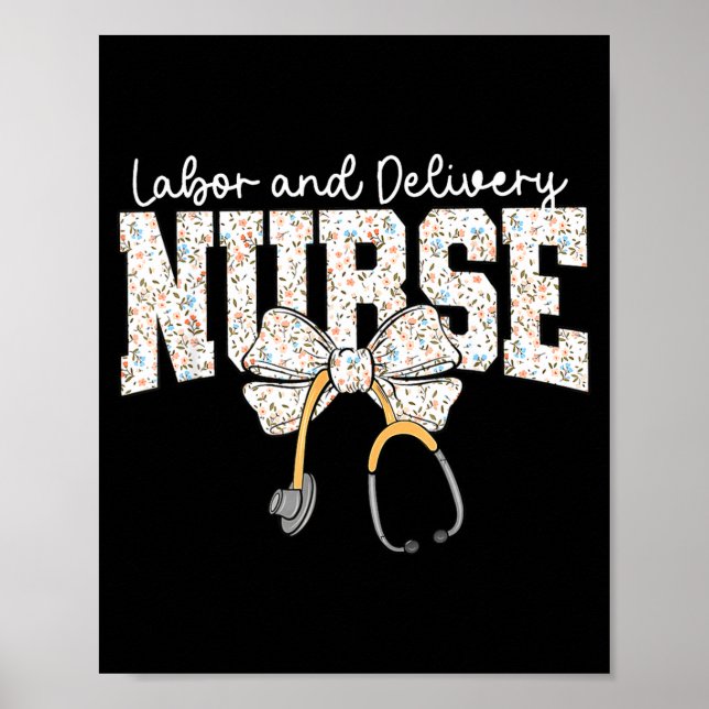 Poster Cute Labor And Delivery Nurse Stethoscope Coquette (Devant)