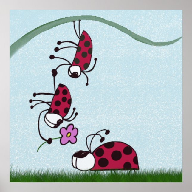 Poster Cute Ladybug Professant Sa Peinture D'Amour (Devant)