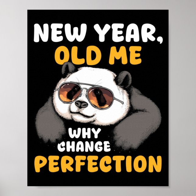 Poster Cute Lazy Panda New Year Old Me 2026 Funny Sarcast (Devant)