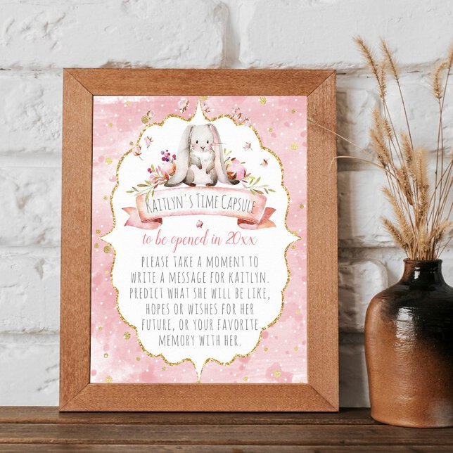 Poster Cute Little Bunny Anniversaire Fête Heure Capsule  (Créateur téléchargé)