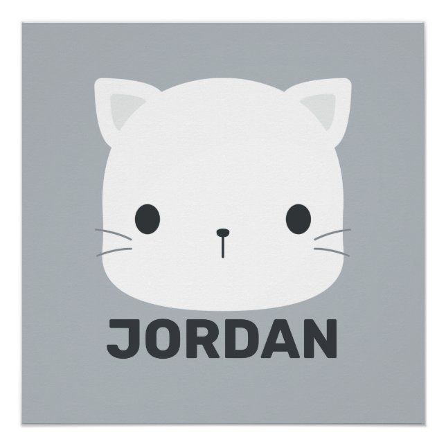 Poster Cute Little Cat avec nom personnalisé (Devant)