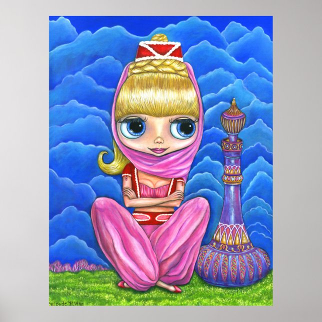 Poster Cute Little Rose Genie Girl & Purple Bouteille Mag (Devant)