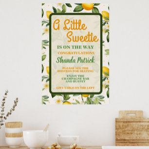 Poster Cute Little Sweetie Lemon Thème Baby shower