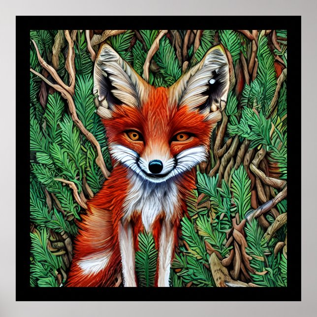 Poster Cute Little Wilderness Fox (Devant)