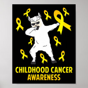 Poster Cute Llama Dabbing Guerrier du cancer de l'enfance