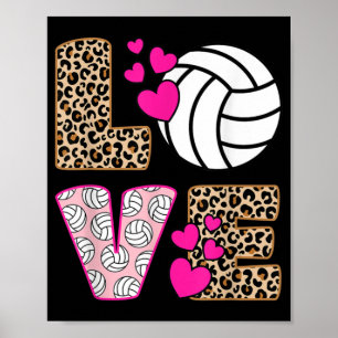 Poster Cute Love Volleyball Empreinte de léopard Femmes V