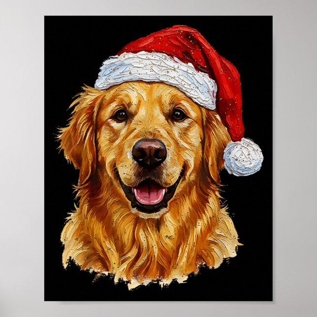 Poster Cute Merry Christmas Golden Retriever Dog Christma (Devant)