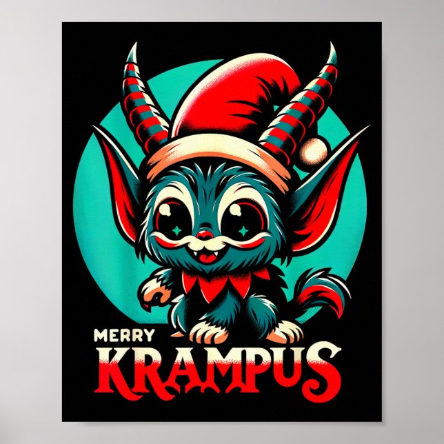 Poster Cute Merry Krampus Christmas Holiday 30’s Retro Ca (Devant)