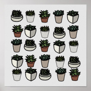 Poster Cute mini motif succulent
