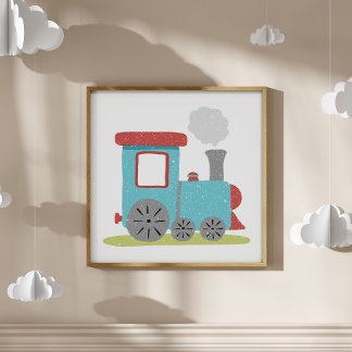 Poster Cute & Modern Hand-Drawn Train Nursery Art
