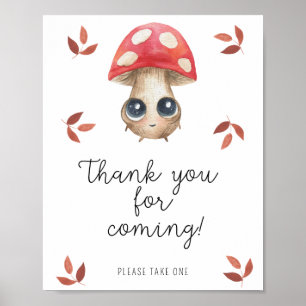 Poster Cute mouche agaric champignon - Merci pour venir