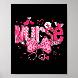 Poster Cute Nurse Valentines Jour Cute Coquette Stethosco