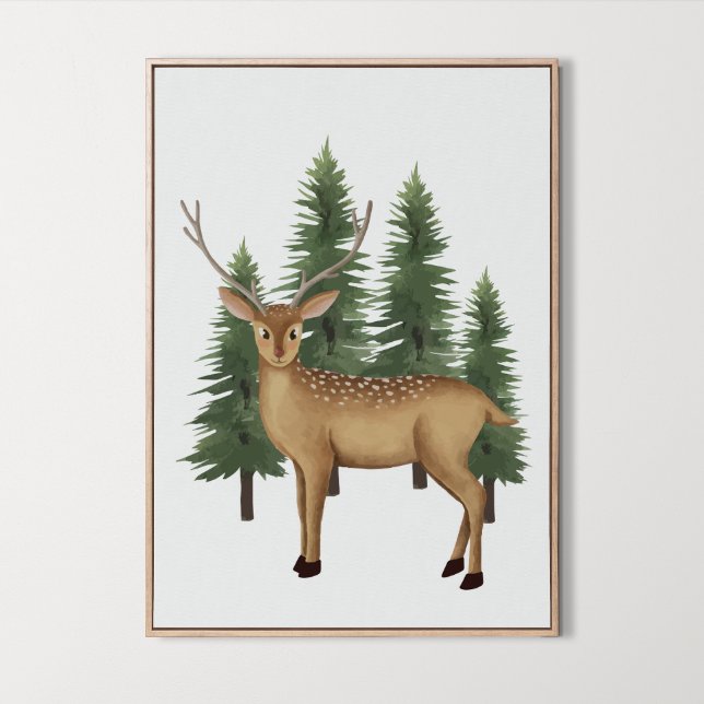 Poster Cute Nursery Woodland Animal Wall Art Décor (Cute Nursery Woodland Animal Wall Art Deco, deer, forest, tree)