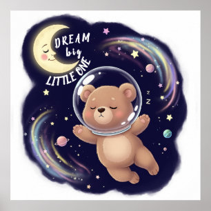 Poster Cute Ours Astronaut, Nourriture Personnalisable