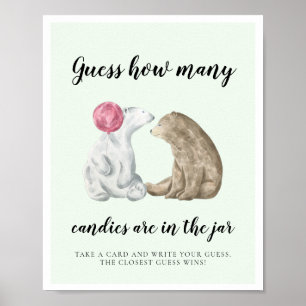Poster Cute ours Devinez combien de Baby shower jeu