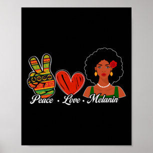 Poster Cute Paix Amour Mélanine Mois de l'Histoire des No