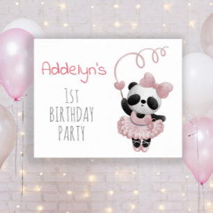 Poster Cute Panda Bear Girl's 1st Birthday