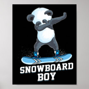 Poster Cute Panda Snowboard Ski Dabbing Panda Snowb