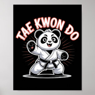 Poster Cute Panda Taekwondo - Drôle de MMA TKD coréen