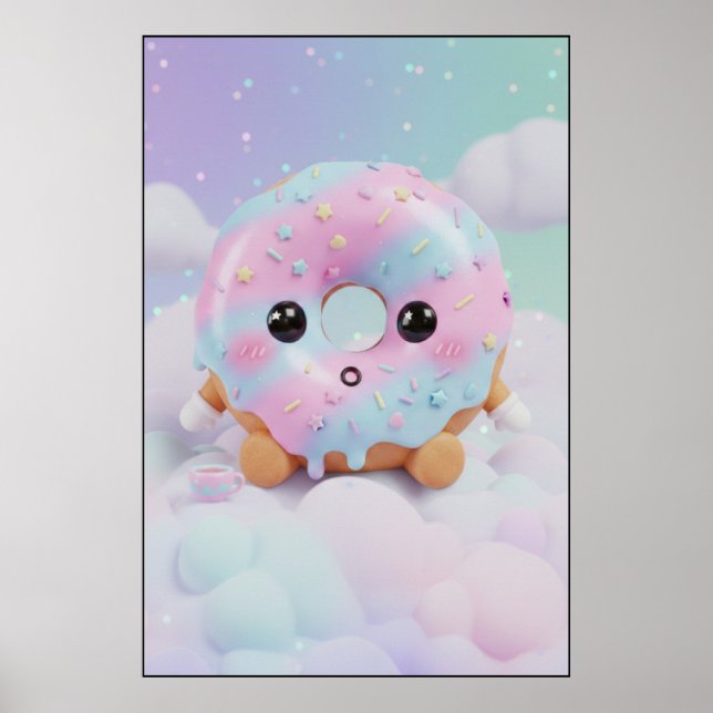Poster Cute Pastel Donut Character | Kawaii Dessert Art (Devant)
