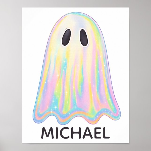 Poster Cute Pastel Rainbow Ghost | Éffrayant esthétique (Devant)